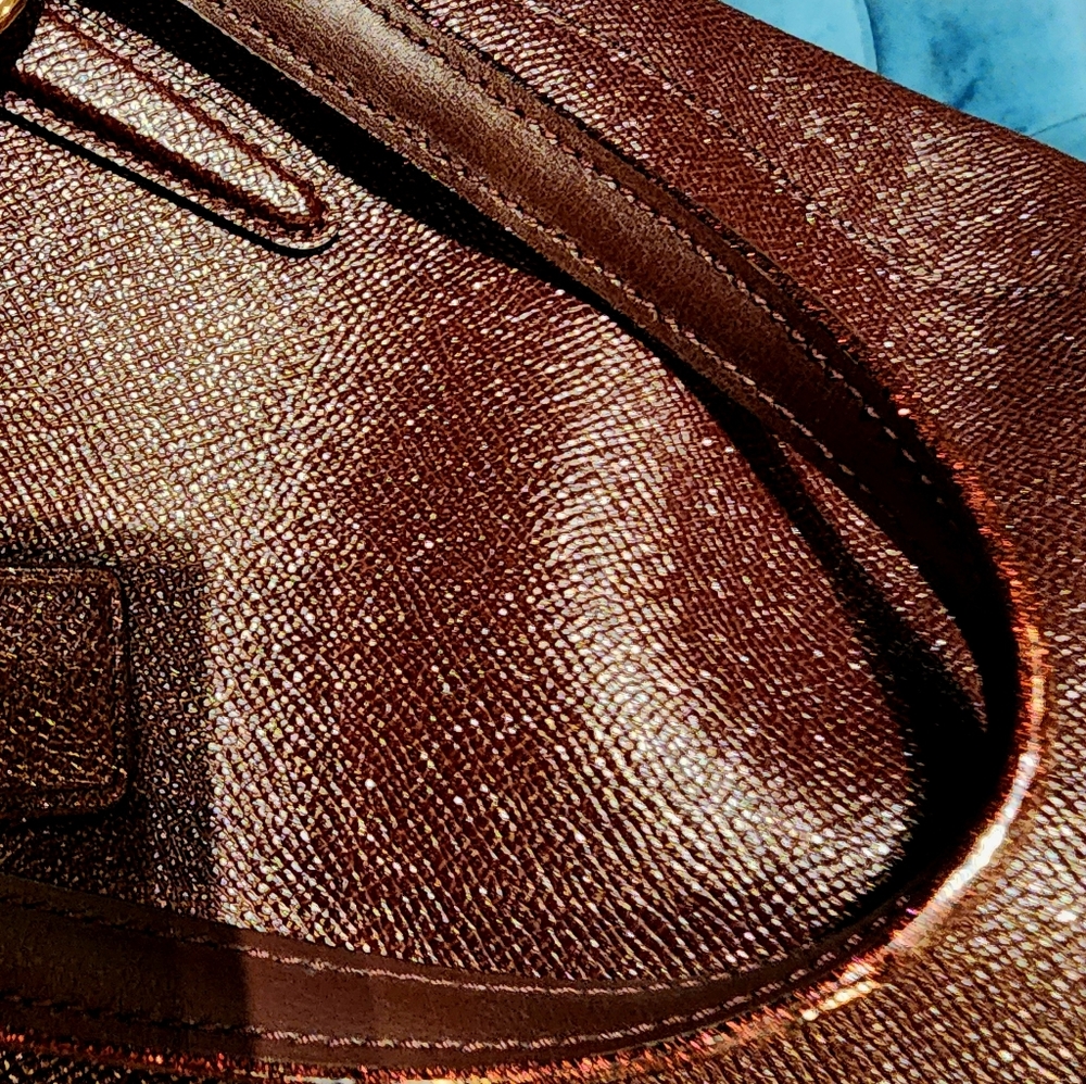 COACH Bordeaux Sparkling  Pebbled Leather Satchel Bag - Picture 12 of 14